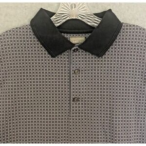 Haggar Golf Polo Shirt Mens XL Short Sleeve Black Gray Graphic Pattern Casual